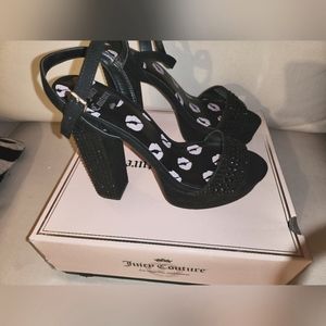 Juicy Couture Black Rhinestone Platform High Heels